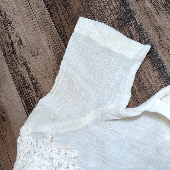 Vintage Mayvens of California Gauze Cotton Ivory Tunic Button Down Dress Size 16 - Picture 8 of 15